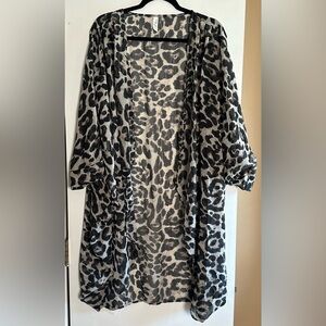Leopard Print Women's Sheer Kimono/Duster